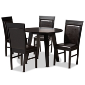 Baxton Studio Miya Modern and Contemporary Dark Brown Faux Leather Upholstered and Dark Brown Finished Wood 5-Piece Dining Set